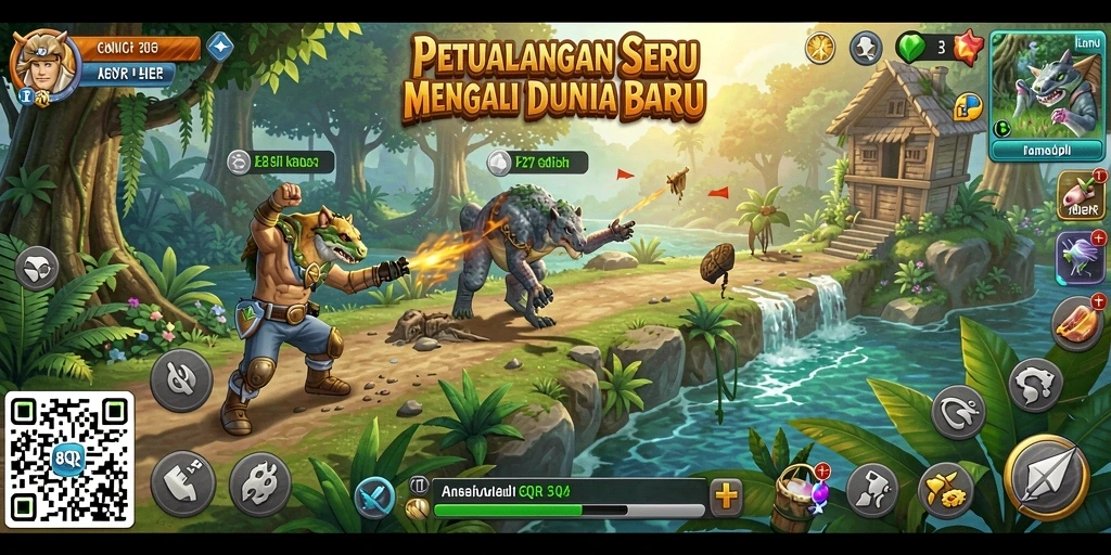 Tangkapan layar dari game Adventure 8QR yang mengagumkan.