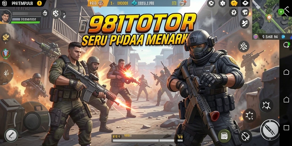Tangkapan layar gameplay <strong>98TOTO</strong> menunjukkan aksi tembak-menembak yang seru.