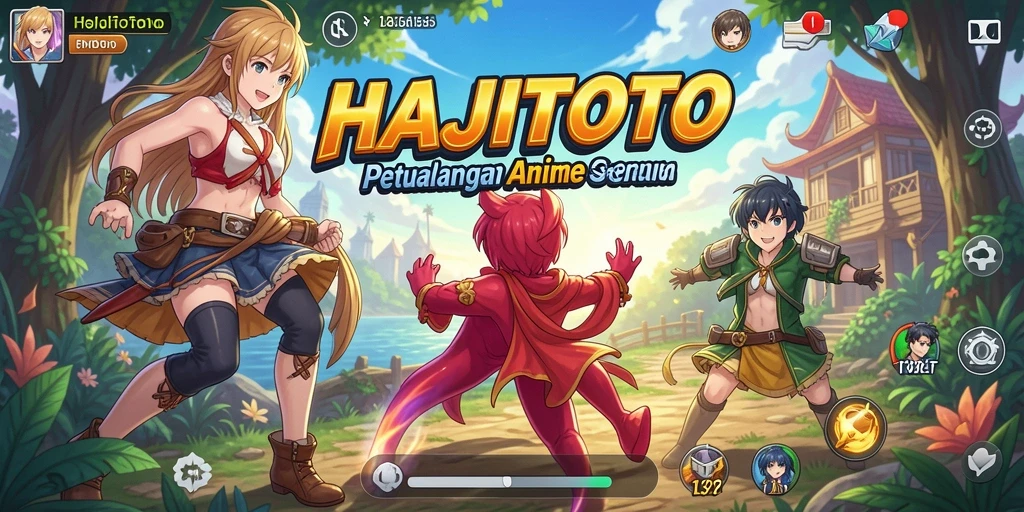 Screenshot gameplay HAJITOTO menampilkan pertarungan seru karakter Anime.