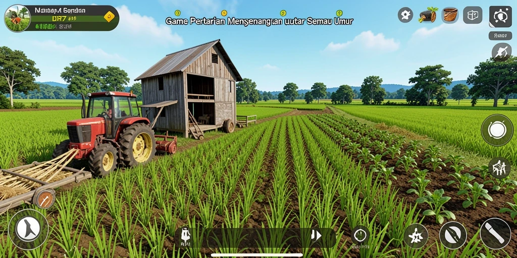 Screenshot utama IDR77 menampilkan gameplay berkebun yang seru dan interaktif.