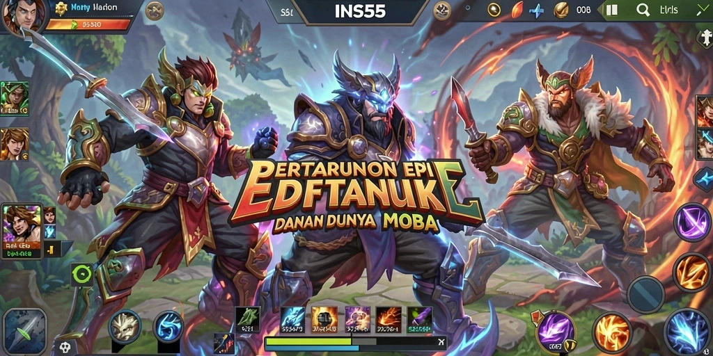 Tampilan gameplay <strong>INS55</strong> dengan pertarungan seru antar hero.