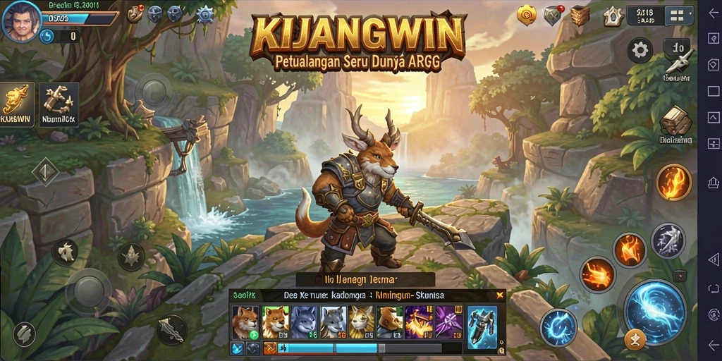 Tangkapan layar gameplay KIJANGWIN yang menunjukkan pertarungan mendebarkan.