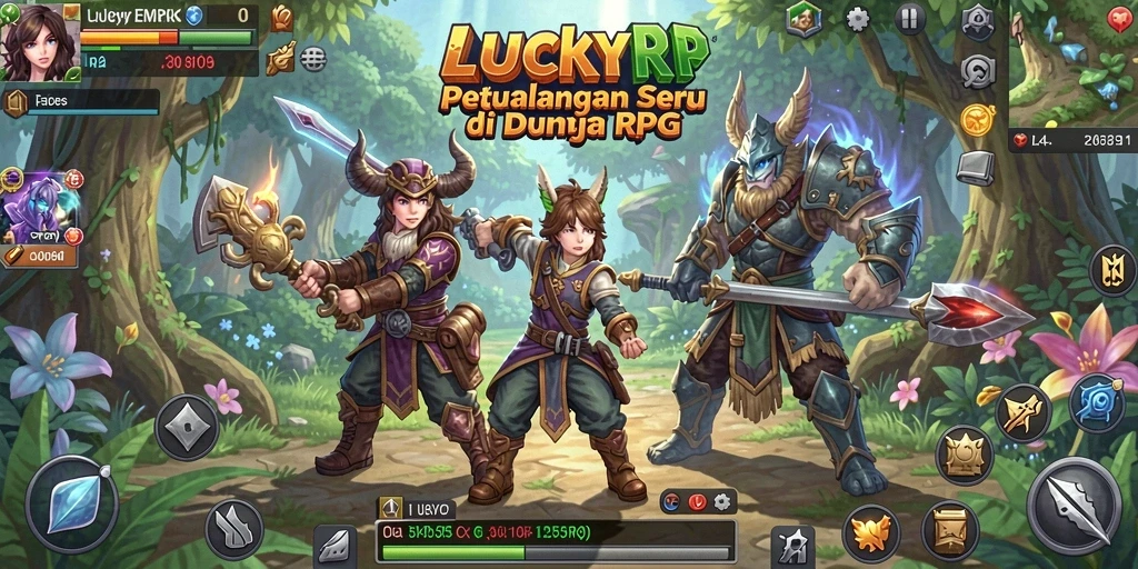 Tangkapan layar gameplay LUCKYRP menunjukkan pertarungan epik di dunia fantasi.