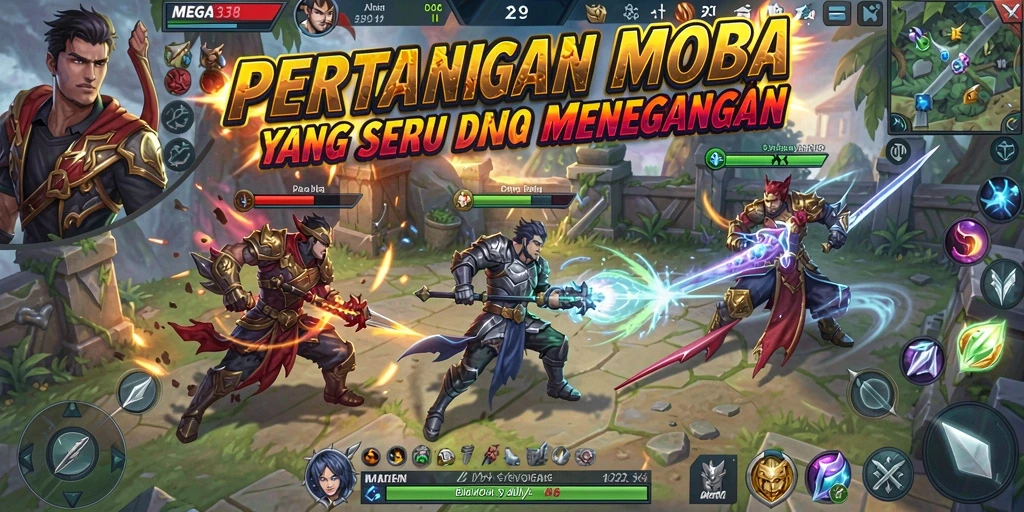 Tampilan menarik dari gameplay MOBA MEGA338.