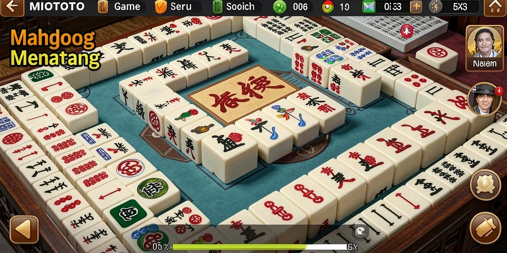 Screenshot gameplay MIOTOTO menampilkan suasana permainan Mahjong yang seru.