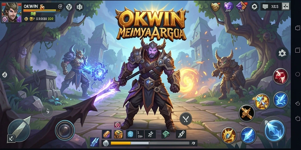 Tangkapan layar gameplay OKWIN yang penuh aksi dalam petualangan ARPG.