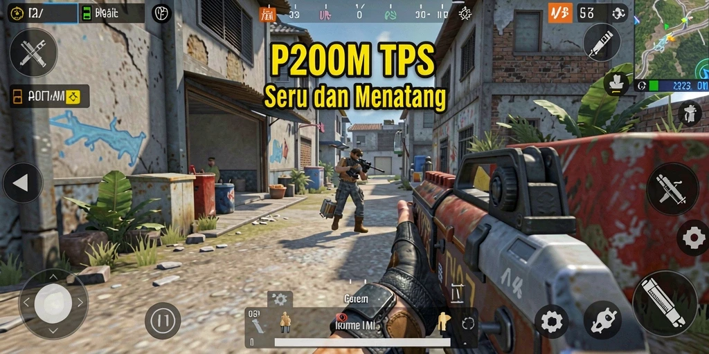 Tampilan gameplay seru P200M dengan aksi tembak-menembak yang mendebarkan.