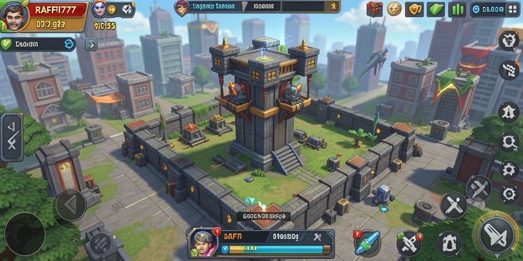 Screenshot RAFFI777 menampilkan suasana pertarungan menara yang intens.