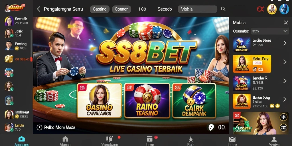 Tampilan gameplay Live Casino SS88BET yang menarik dan interaktif.