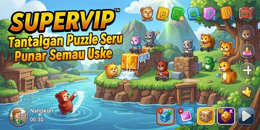 Tampilan gameplay seru dan menantang dari SUPERVIP.