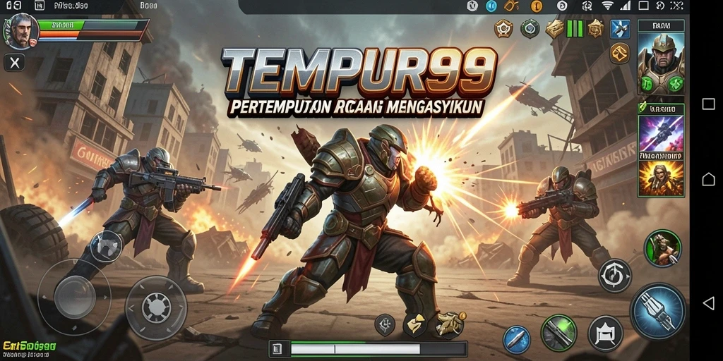 Screenshot TEMPUR99 menampilkan aksi gameplay Arcade yang cepat dan energik.