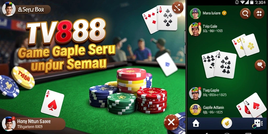 Tampilan gameplay Gaple yang seru dan interaktif di TV888.