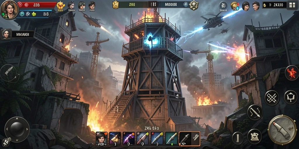 Tampilan gameplay ZK6 yang menakjubkan dalam mode Tower Defense.